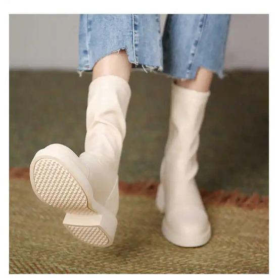 Pointed Toe Womens Boots Green Plush Ankle Keep Warm Winter Shoes for Women Autumn High Heel Metal Zipper Leather Boots Women