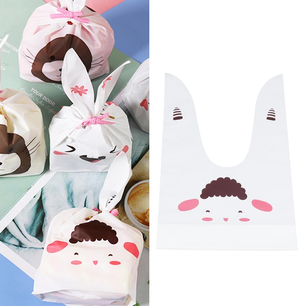 50PCS Long Ear Treat Bags Bunny Sheep Mouse Print Snack Packaging Bag Qingtuan Snack Gift Packaging