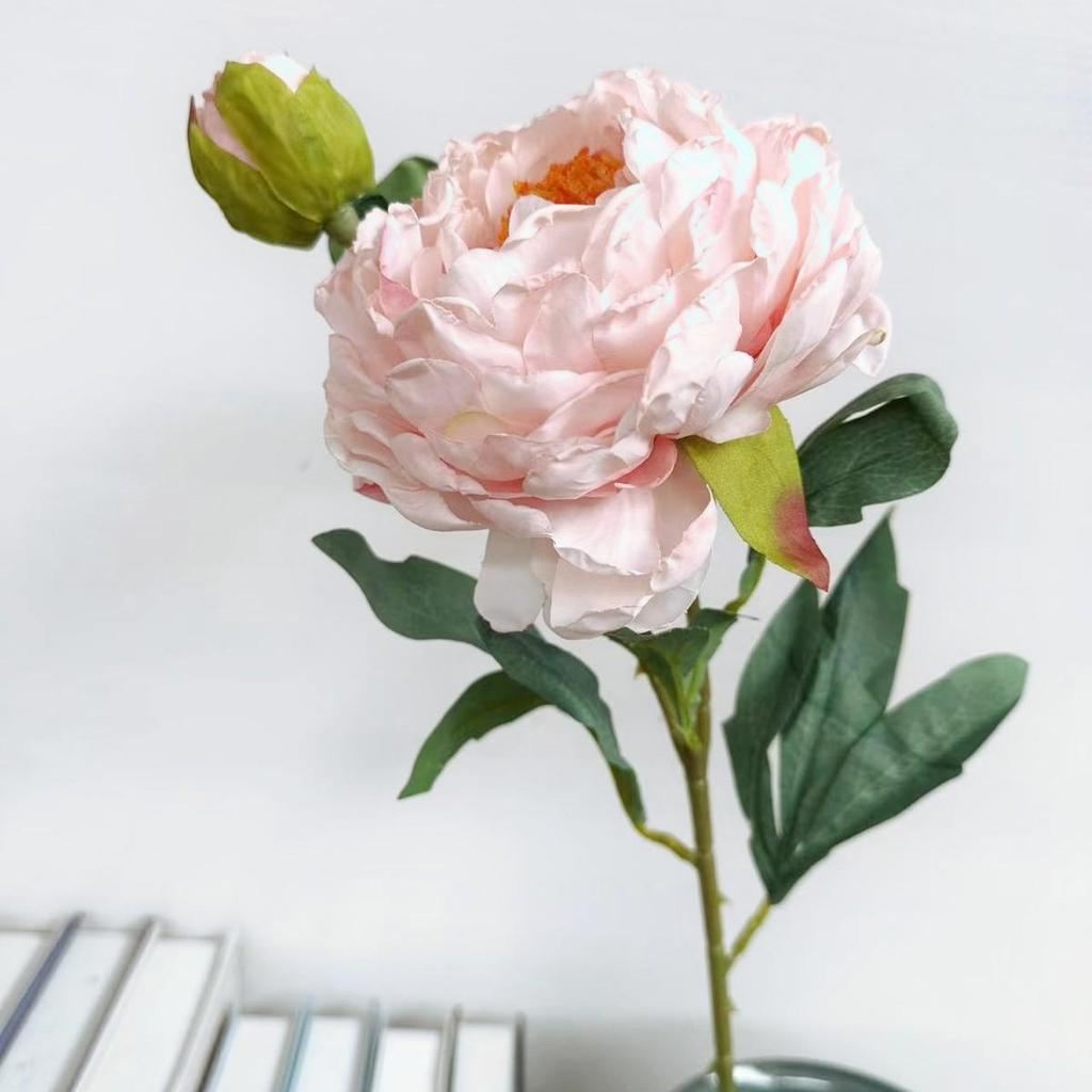 Artificial Peony Flower Head with Scorched Edge - Rich Peony Bouquet for Living Room Decoration