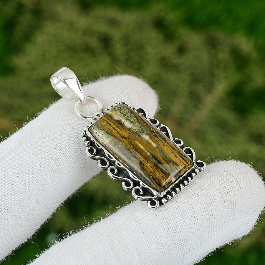 

Ocean Jasper Gemstone 925 Sterling Silver Engagement Anniversary Unique Pendant