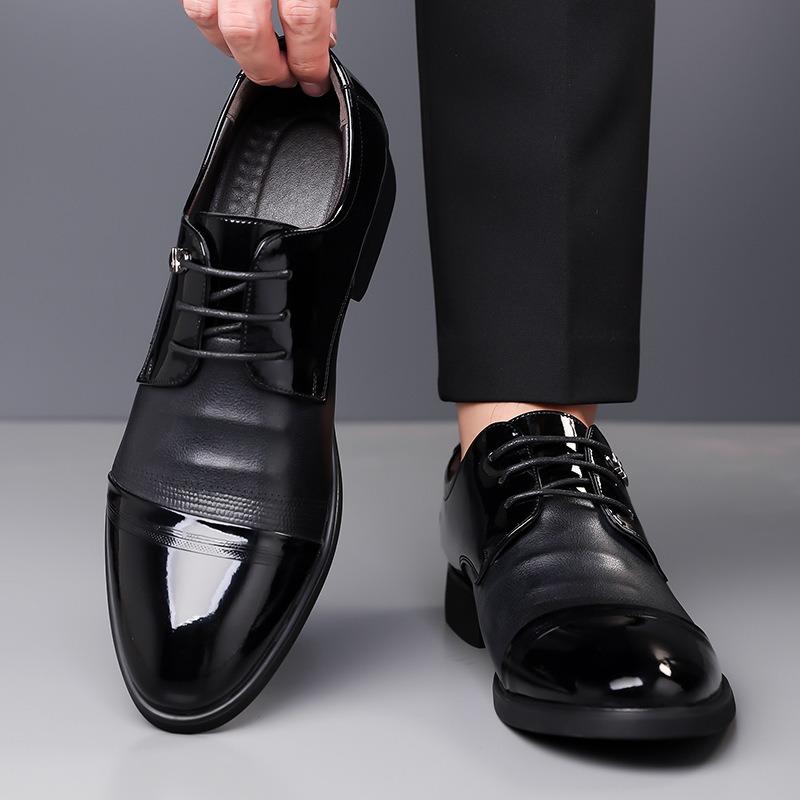 FashionBritish Patent Leather Men's Derby Shoes Designer Soft-soled Black Man Wedding Shoes Fashion Casual Business Male Dress Shoe