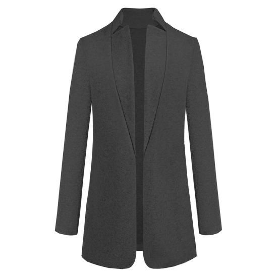 Fashion Women Winter Solid Long Sleeve Jacket Stand-up Collar Faux Wool Coat