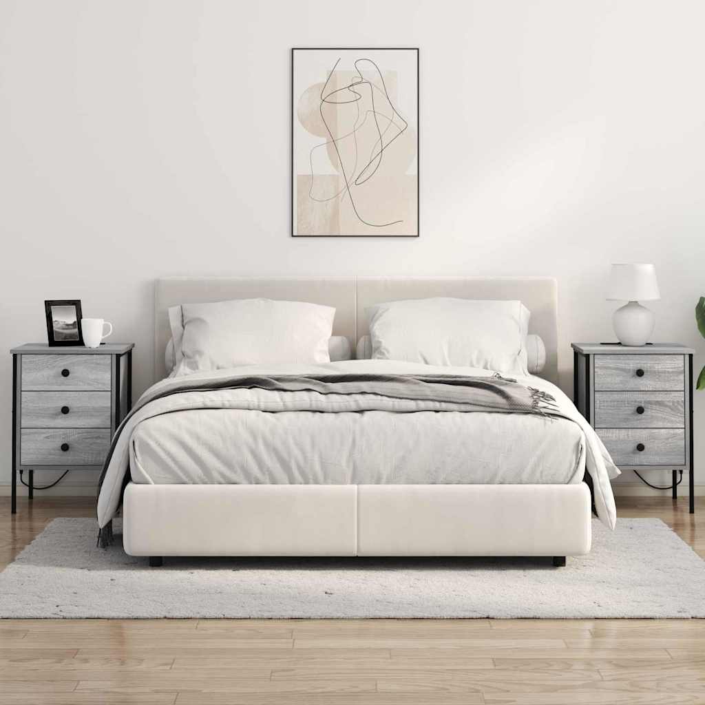 Nightstand Set of 2 Grey Sonoma 42 x 41 x 61 cm Particleboard