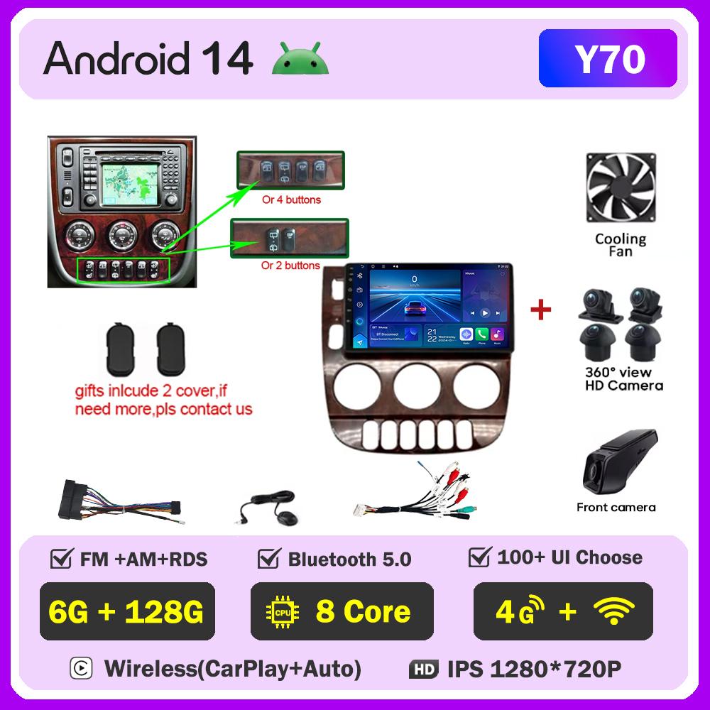 For Mercedes Benz M-Class W163 ML 1997-2005 Carplay Auto Screen Wireless Android Auto Car Intelligent Systems AutoMotive 8 Core