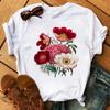 High-Quality Cotton Cute Mushroom Print Women's T-Shirt Retro Fashion Casual Summer New Short-Sleeved Women's Clothing