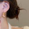 Elegant 24k Gold-Plated Geometric Earrings with Diamond-Studded Faux Pearls