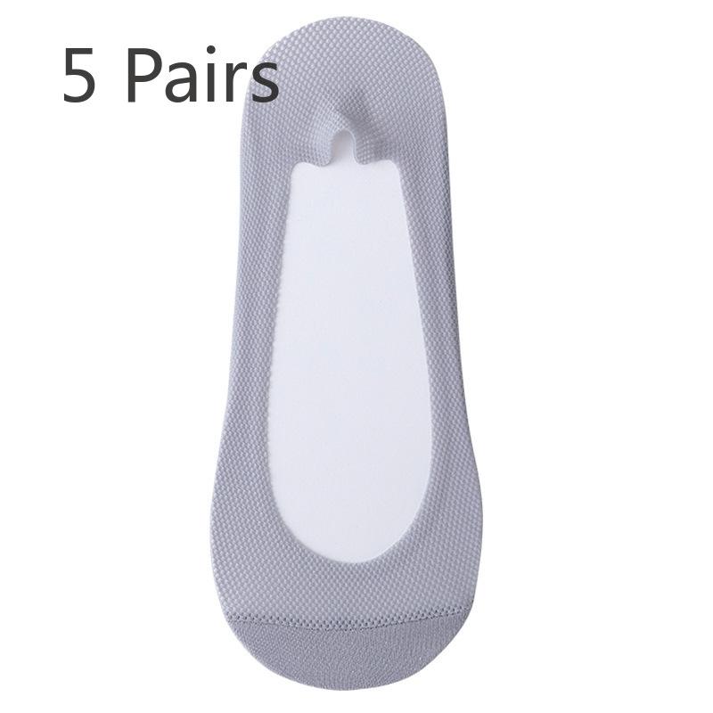 5 Pairs of Women's Spring and Summer Shallow Cut Anti Slip Perforated Net Invisible Boat Socks
