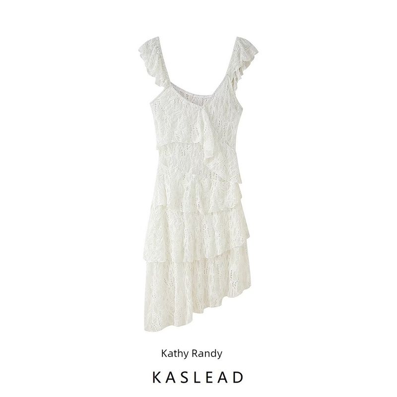 Kaslead New Women Clothes Western Style Fashion Casual Lace Laminated Decoration Dress 2298190
