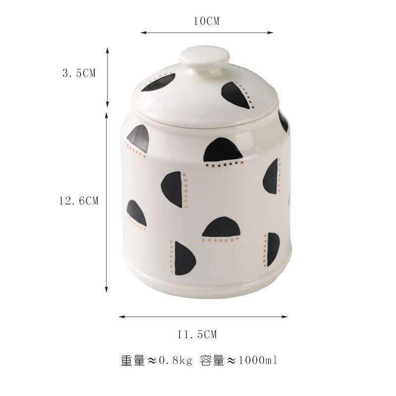 Lemon Patterned Ceramic Storage Jar Tea Caddy Large Storage Bottle Coffee Bean Can Snack Can Candy Jar Food Containers Organizer