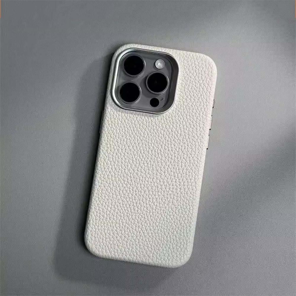 

Luxury Magnetic Wireless Charging Leather Case For iPhone 16 pro 15pro max 14 15 pro 13 MagSafe Alloy Lens Protective Hard Cover For iPhone 14