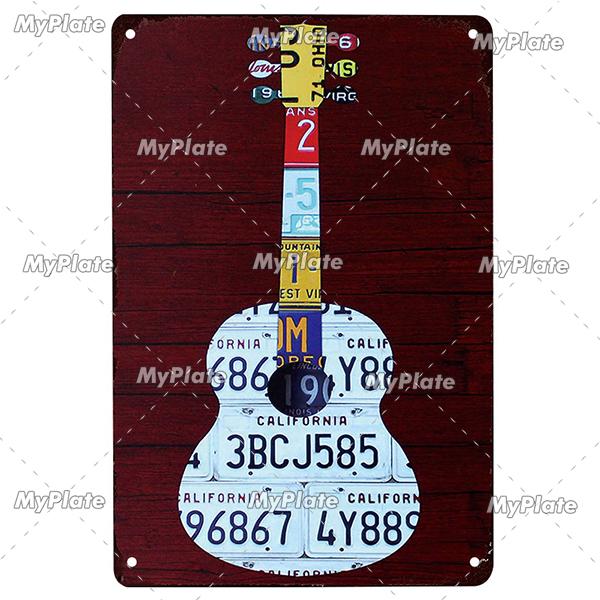 Hudba Gitar Vintage Plechová cedule Plechová cedule Rock Plaketa Domov Nástěnná dekorace Barová cedule Domácí Dekor Země Plakát Drop Shipping