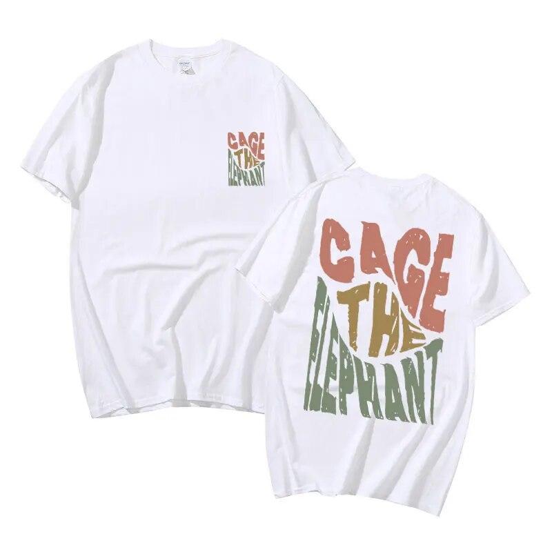 Cage The Elephant Pritn Double Sided Print Tshirt Unisex Hip Hop Harajuku Loose T Shirt Unisex Women Fashion Pure Cotton T-shirts