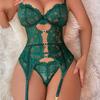 Deep V Open Bra Porn Underwear Set Sexy Crotchless Blue Lingerie Women Lace Hollow Bodysuit Erotic Pajamas Teddy Babydoll Dress