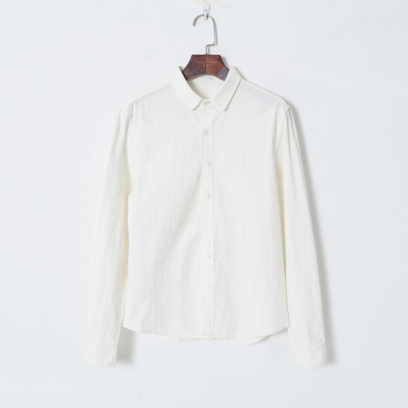 

Younger Korean Style Lapel Single Breasted Loose Long Sleeves Shirt White M