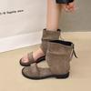 2025 Summer New Casual Toe Sandals Retro Handmade Shoes Flat Bottom Hollow Versatile Women's Cool Boots