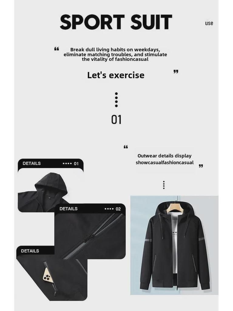 Herren Herbst Baumwoll Sportanzug - Unisex Freizeitjacke für Morgenjoggen und Fitness