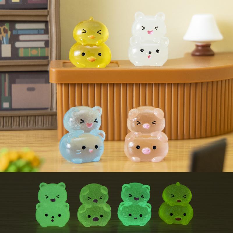 Micro-landscape, Cute Cartoon, Stacked Little Animals, Home Desktop Ornaments, Creative Decoration, Resin Handicrafts