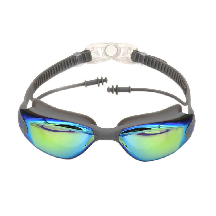No Leaking Anti-Fog Swim Goggles with PC Lenses and Earplugs Professional Men Women Swimming Glasses for Competitions серый