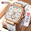 OFNS Men's Square Quartz Chronograph Watch: Luminous, Waterproof, Six-Hand Design, with Calendar for Casual or Commuter Wear.