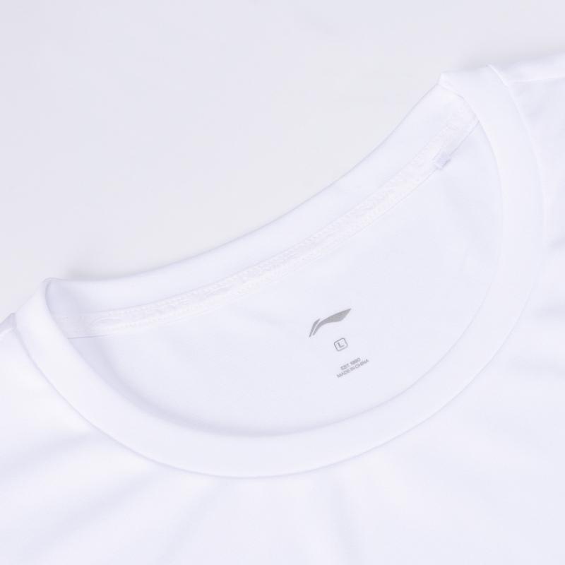 Li-Ning Fashion Versatile Solid Color Round Neck Pullover Short Sleeve T-Shirt Men Tops White ATSW623-2