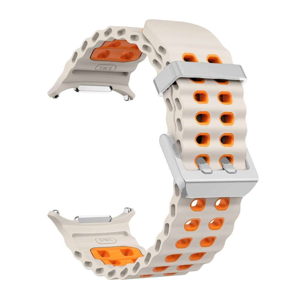 NEW Marine Silicone Strap For Samsung Watch 7 Ultra 47mm Bracelet No Gaps Sport Two-tone Band for Galaxy Ultra Watchband Straps