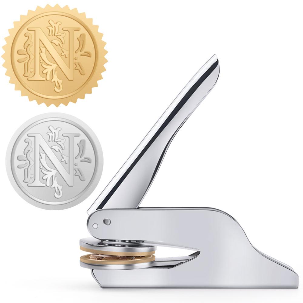 

26 Letter Embosser -Hand-Held Embossing Stamp Best for Books, Envelopes, Napkins,Floral Ex Libris Great Book Lover Gift