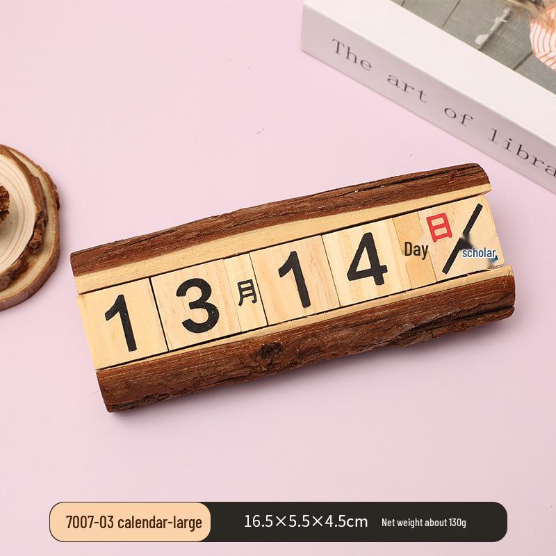 Creative Wooden Calendar Ornament - Small Desktop Date Display & Photo Props
