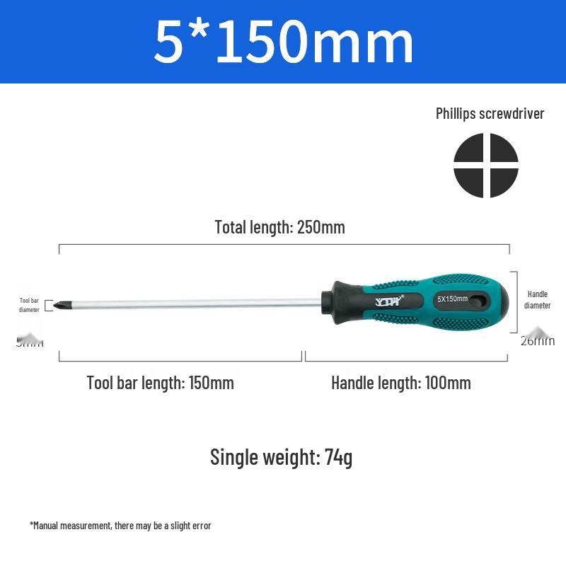 Heavy-Duty Screwdriver Set: Phillips & Flathead, Dual-Use Specialty Tool with Two-Color Handle