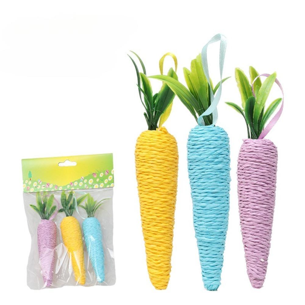 

Пасхальные морковки, цветной пенопласт, украшение в виде редиса, подвеска в виде кролика, подвеска для украшения детского сада 3 packs of hemp rope carrots (F17042-B)