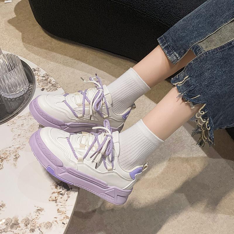 

Muffin thick-soled breathable comfortable casual sports running shoes women s 2025 summer new fashion Internet celebrity board shoes 40 фіолетовий