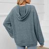 Damen Modischer Lockerer Langärmliger Kapuzenpullover mit Kordelzug und Tasche, Einfarbiges Oberteil