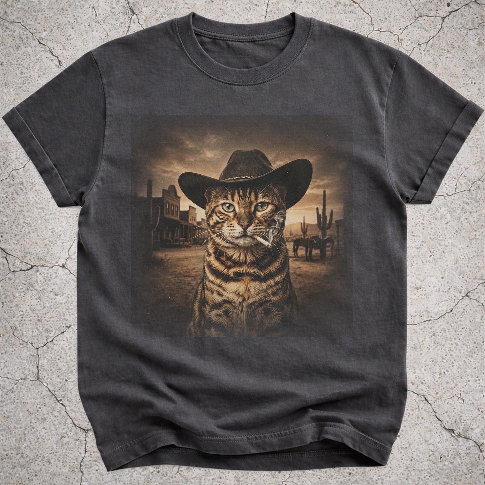 Bengal Cat Cowboy Shirt, Western Cat Meme Tee, Funny Cowboy Cat Gift, Cat Lover Shirt, Bengal Cat Tee S