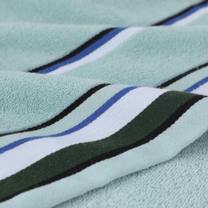 1pc 100% Cotton Bath Towel - Ultra-Soft High Absorbency, Lightweight & Portable for Travel, Spa, Beach - Modern Striped Design