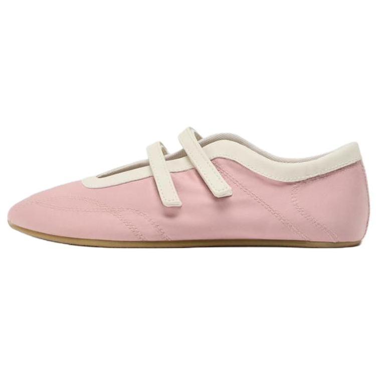 Zara Fashionable Comfortable Versatile Casual Simple Satin Texture Effect Stitched Detail Mary Jane Shoes Women shoes Rose-Red 5203610050