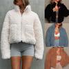 Cardigan Invernale da Donna in Peluche Giacca Corta Giacca in Lana d'Agnello
