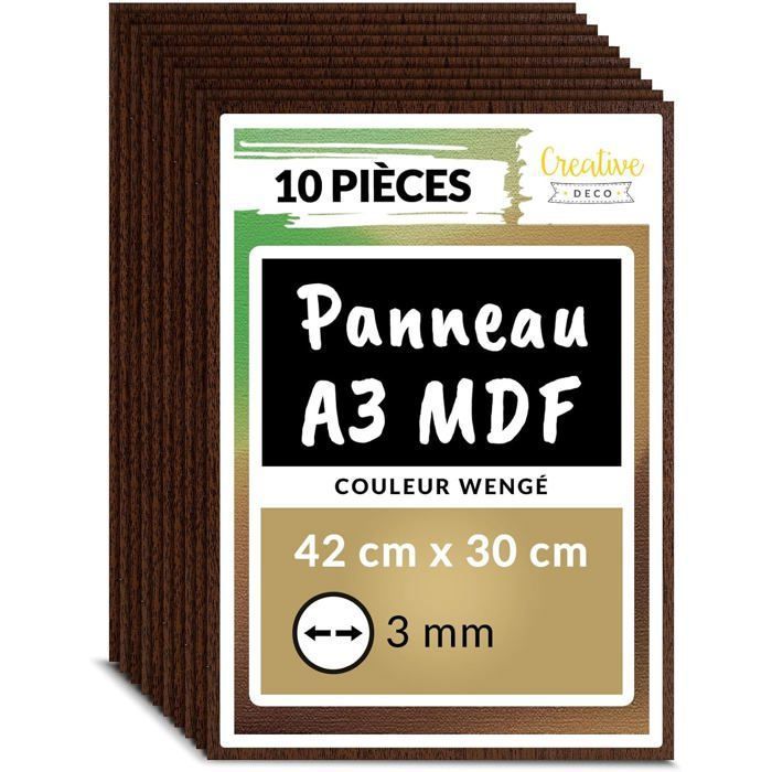 Planche de MDF - Creative Deco - Lot de 10 - 420x300mm - Découpe Laser - Bricolage Créatif