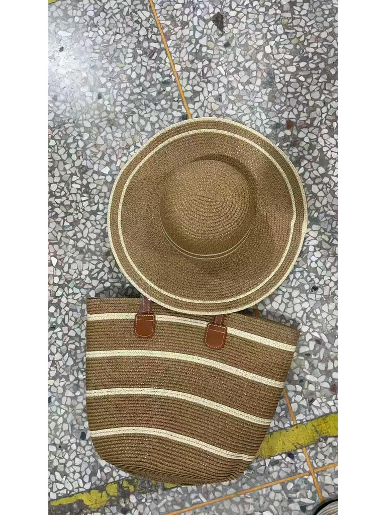 2024 Straw Hat & Handbag Set - Outdoor Travel, Sun Protection, Versatile High-End Fashion with Large Brim.