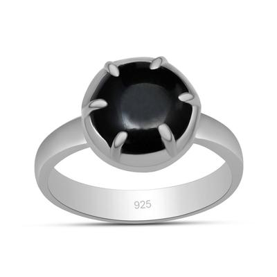 10X10 mm Pietra preziosa di onice nero naturale 925 Anello in argento sterling a forma ovale con pietre preziose fatto a mano per donne e ragazze