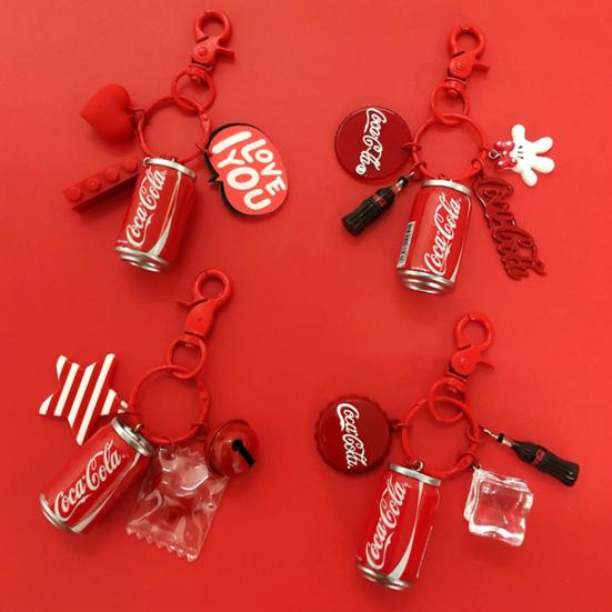 Key Chain Delicate Craft Cartoon High Simulated Funny Couple Accessory Decorative Portable Red Cola Bottle Keychain Car Pendant