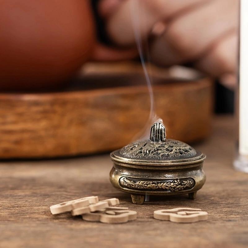 1 copper incense burner antique alloy Buddhist incense burner family tea room incense burner home decoration 7