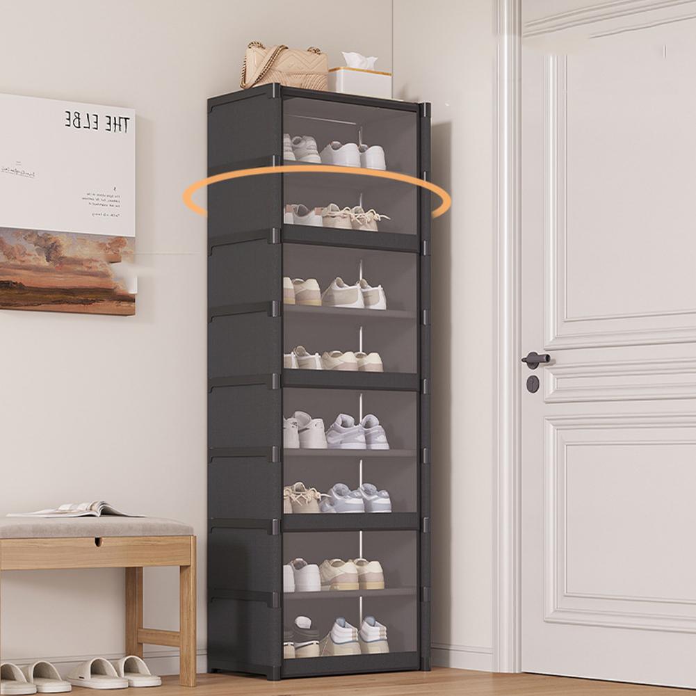 9-Tier 42cm/60cm Shoe Storage Holds 18 Pairs Tall Shoe Rack with Clear Cover For Wall Corner Stackable Shelf Adjustable Cabinet