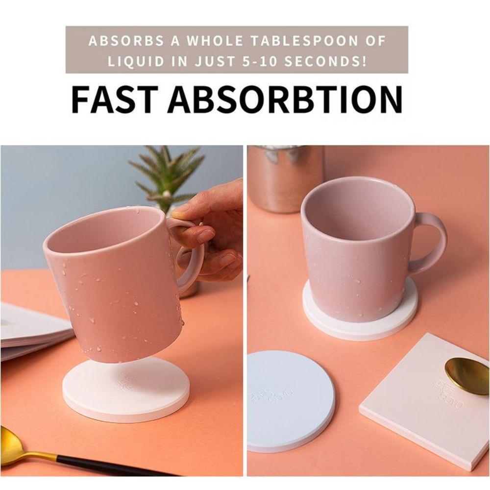 New Quick Drying Diatomite Coaster Thickened Dampproof Cup Mat Heat Resistant Non-slip Water Absorbent Coaster Home Decor