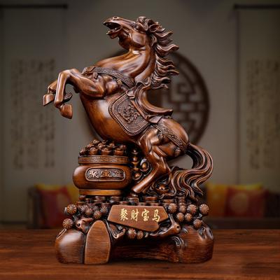 Wood Grain Gathering Wealth Horse Success Ornament Creative Desktop Ornament Statue