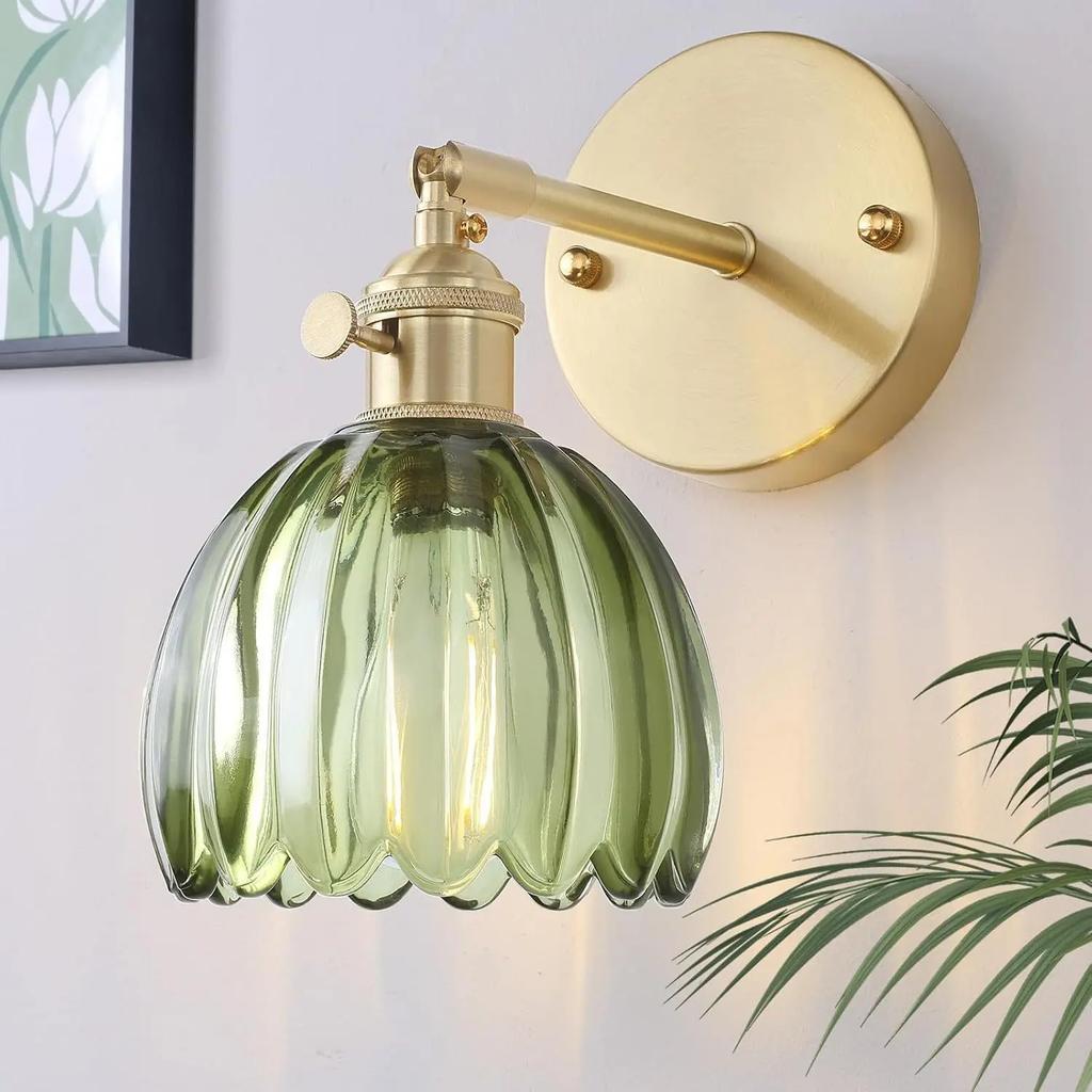 Vintage Glass Wall Sconce 2P RGB Rechargeable Bulb Wiring Free For Living Room Bedroom Study Room Cloakroom Stairwell Decor Lamp