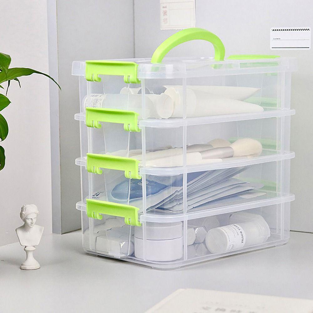 1Pcs Transparent Desk Storage Organizer 4 Layers Jewelry Container Bins Makeup Organizer Box