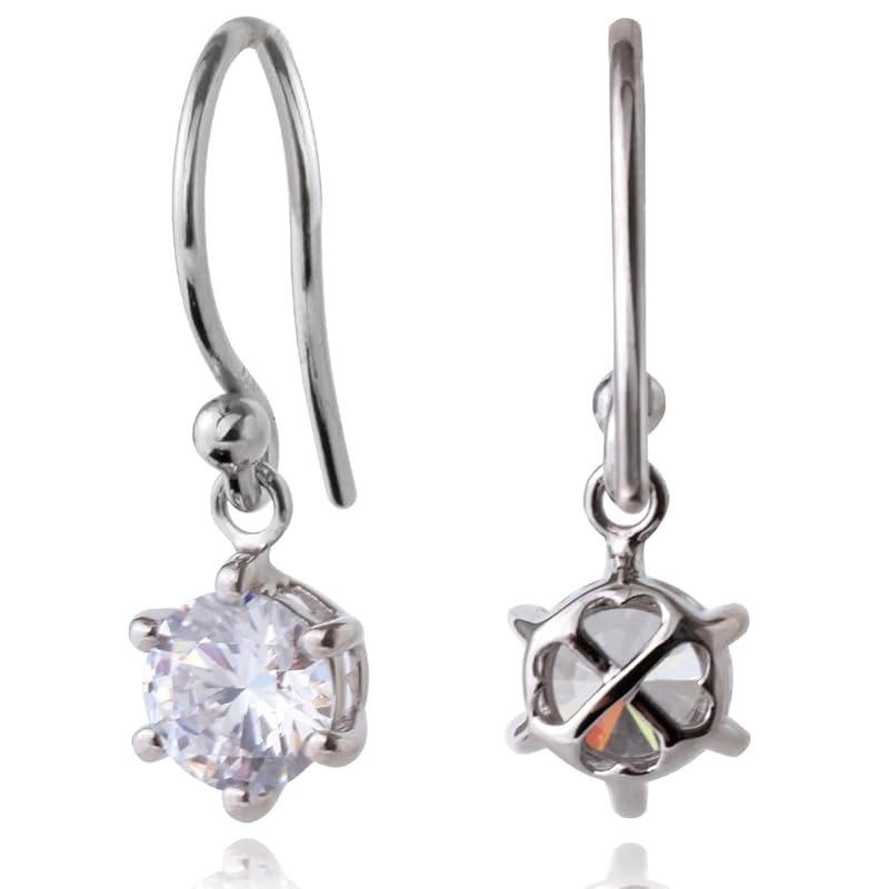 

endless love made in Japan earrings american hook ladies 4 hidden hearts 1.7ct clear platinum wedding wedding anniversary birthday wife she mother s