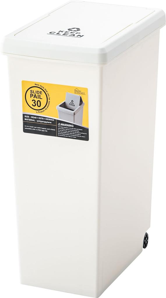 Azumaya-kk Trash Can with Lid, White, W24 x D37 x H53cm, LFS-762WH