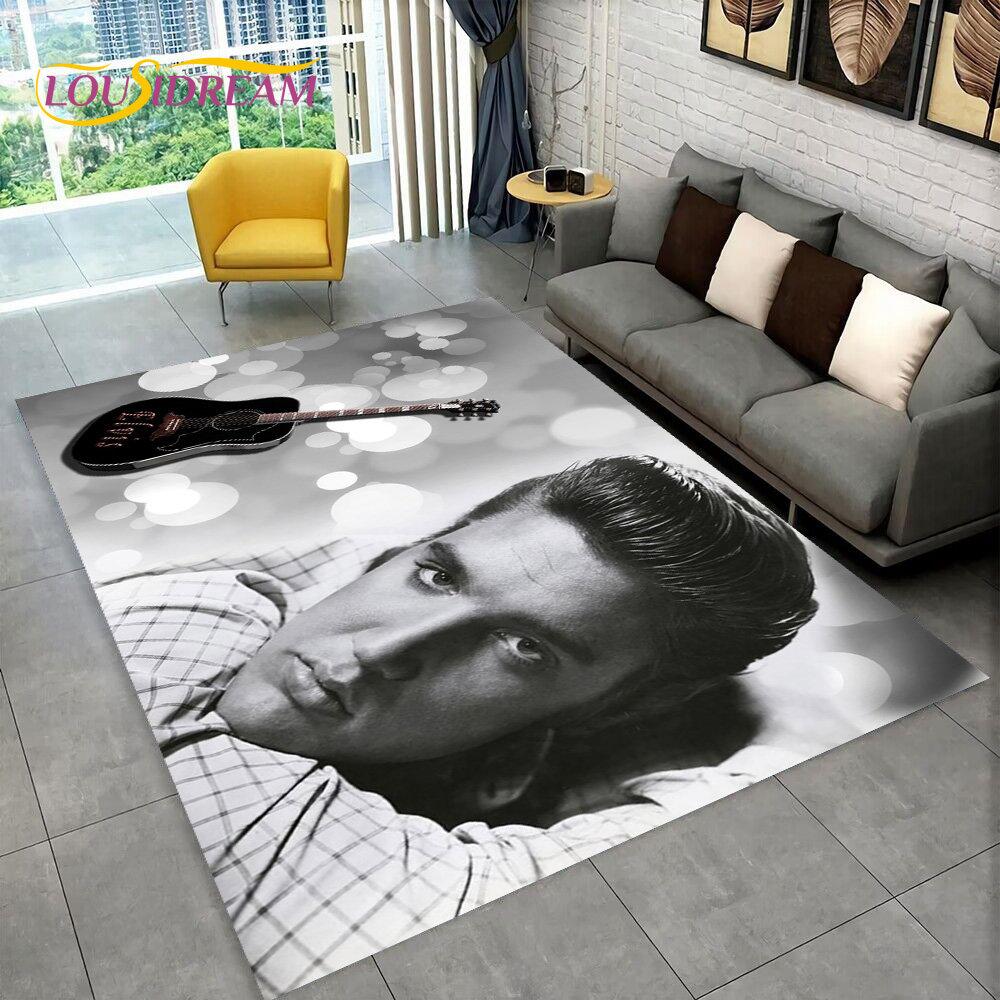 The King Elvis Presley Retro-Teppich, Teppich für Wohnzimmer, Schlafzimmer, Sofa, Fußmatte, Dekoration, Kinder spielen, rutschfeste Bodenmatte, 3D