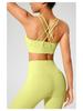 Cross-Back Shockproof Sports Bra: European-American Fitness Tank Top with Thin Straps for Yoga and Nude Comfort