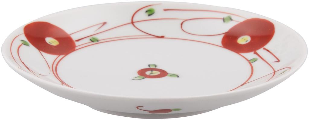 Saikai Pottery Small Flower Plate 63282 (Saikaitoki) Red-painted 3.5-inch